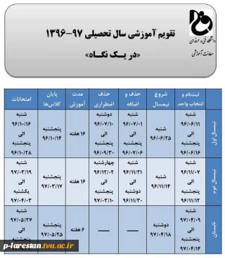 تقویم آموزشی سال تحصیلی 97-96