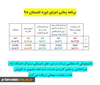 برنامه اجرایی تابستان 98